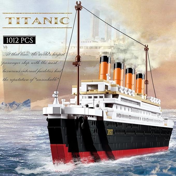 Sluban Titani Model Building Set Ship Toys with 2 Major Minifigures STEM Boat Set Gift for Adults and Kids 6+ Ideal for Titanc Fans' Collection 1012 PCS1