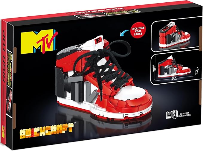 Brickcraft Officially Licensed MTV Icon Sneaker with Shoe Laces in Shoe Box Packaging 561 Pieces Multicolored Brick Building Set