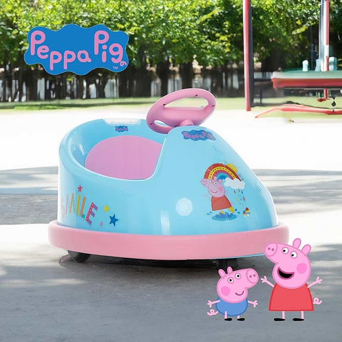Peppa Pig Bumper Car for Kids 2 Speed Electric Bumper Car Vehicle Toddler Bumper Car with Remote Control and 360 Degree Turning 6V Motor LED Lights Gifts for Toddlers