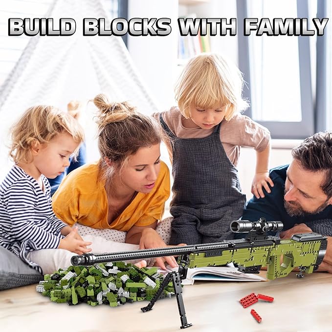 Sosuy Building Block Gun Sets AWM 1:1 DIY Shootable Sniper Model Guns Army Toys for Adult Teen Boys Birthday Gifts for Men Kids Age 8+ Realistic Bricks Collection for Military Fan 1628PCS