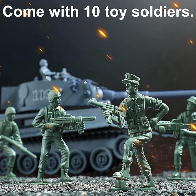 RC Military Tank WW2 Tiger I Army Tank Toy with IR Battle 2.4GHz Remote Control Military Vehicles with Lights &amp Rotating Turret Gift for Boys Kids Adults &amp Collectors