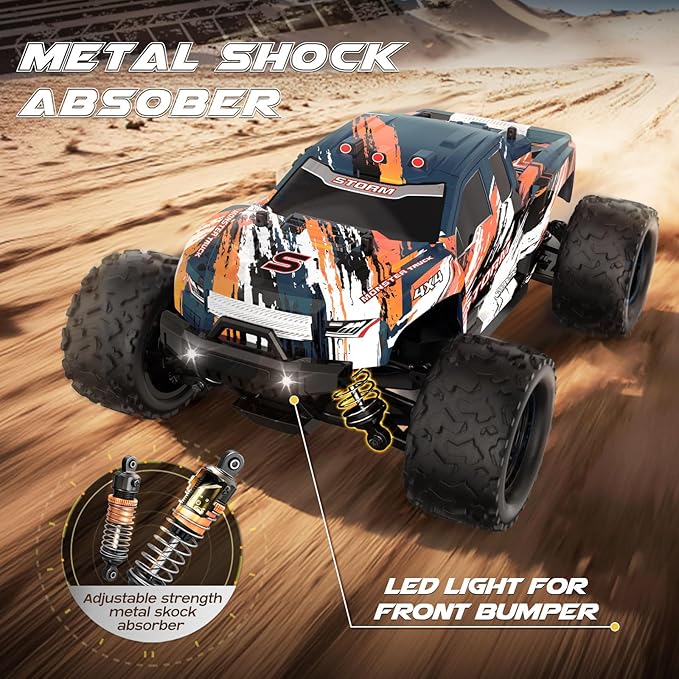 YESHIN 1:18 Scale All Terrain RC Car 40 KPH High Speed 4WD Electric Vehicle with 2.4 GHz Remote Control 4X4 Waterproof Off-Road Truck with Two Rechargeable Batteries Two Shells