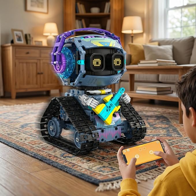 STEM Toys for Boys Ages 8-12 3 in 1 Robotics Kit with Smart Control Educational Erector Set to Build Robot Bulldozer or Truck 519 ABS Pieces USB Rechargeable