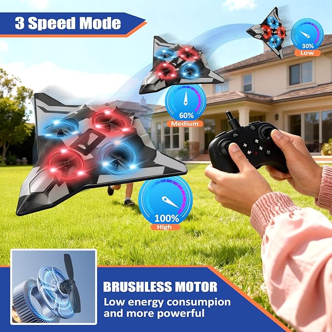 Foam Remote Control Airplanes for Kids &amp Adults | Easy Control Great for Beginner and Teenagers with Stable Hovering 360° Flips Circle Fly LED Light 2.4Ghz Christmas &amp Birthday Gifts