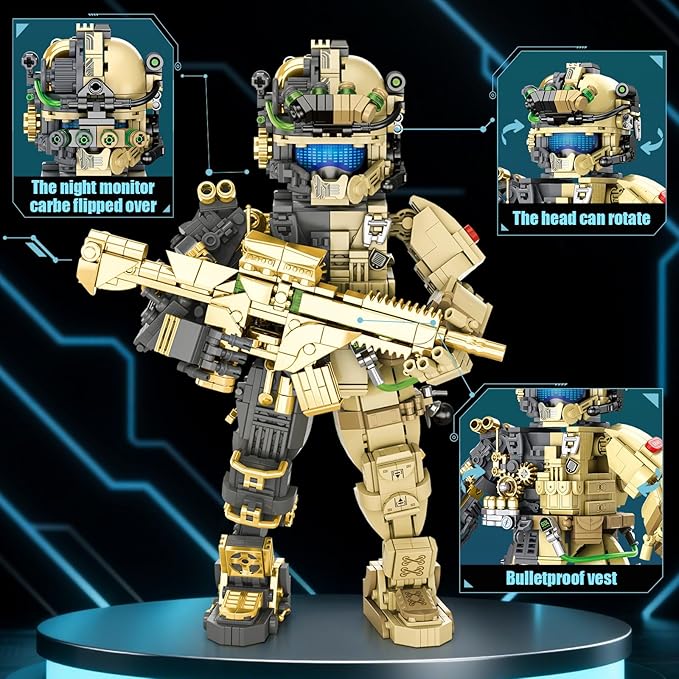 ONITUOFO Mechanical Soldier Building Sets for AdultTransforming Mech Building Blocks ToyCity Army Robot Model KitCool Home Office DecorIdea Gift for Teen Boys Kids 8-14(1225PCS)