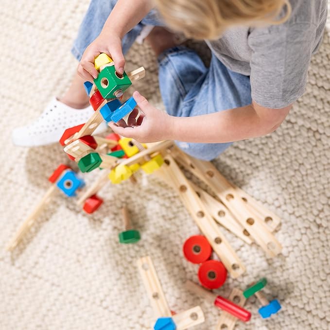 Melissa &amp Doug Wooden Construction Building Set in a Box (48 pcs)