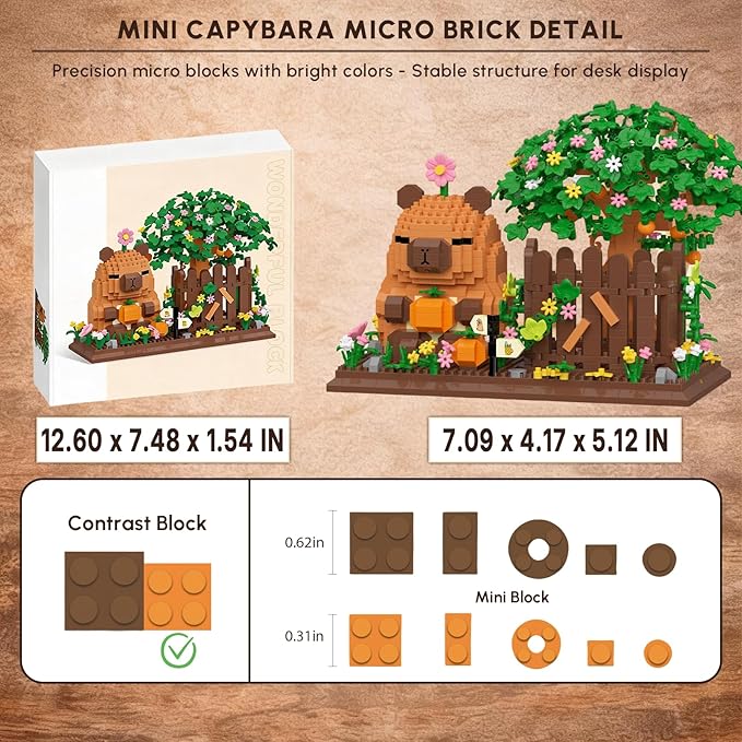 Capybara Pen Holder Building Sets Easter Desk Decoration Pencil Holder Brick Model 1400 Pieces Creative Desktop Display Gift Christmas Birthday Ages 14+