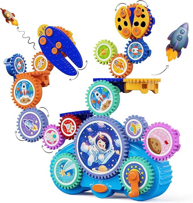 KOKODI Gear Building Toys for Kids Electric &amp Manual Construction Set for Kids Engineering Learning Kit for Ages 3-8 Years Old Birthday Gifts &amp Preschool Educational Toys for Boys Girls