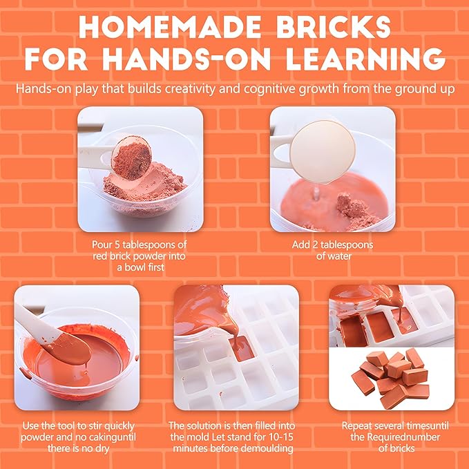 Brick and Mortar Construction Set - Perfect Building Blocks for Kids Ages 6 and Up a DIY Versatile Building Set and STEM Building Toy Ideal for Birthday