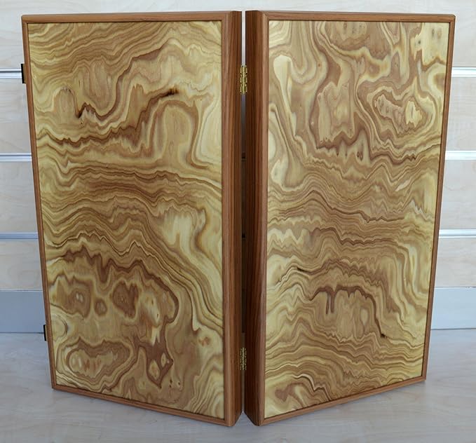 Manopoulos Olive Wood Traditional Backgammon Set - 19 Olive Wood Chips for 2 Players Ages 12+