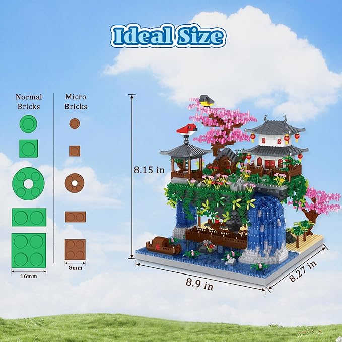 Cherry Blossom Tree Building Set Chinese Architecture Blocks Japanese Sakura House Set Bonsai Kit Sets for Adults Gift Kids Age 12+(3220 Pieces) (PBS001)