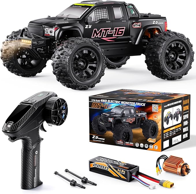 MT-16 1/16 Brushless Fast RC Cars 4X4 for Adults Fast 50 MPHHigh Speed RC Car 4WD Off Road Remote Control TruckAll Terrain RC Truggy for SnowSand &amp Mud Compatible with 3S BatterySuitable as G