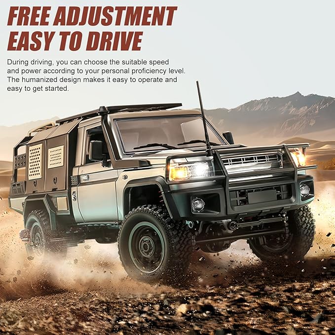 1/12 Scale RC Crawler MN-82S Remote Control Car 2.4GHz 4WD Off Road Rock Crawler Vehicle with Lights DIY Land Cruiser Pickup Truck Toy for Adults