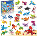 24 Party Favors Kids Building Blocks Dinosaur Sea Animals Pool Party Favors Building Set for Birthday Classroom PrizesGoodies Bag Filling Gift for Boys and Girls Ages 6-12