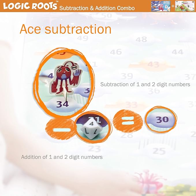 Addition and Subtraction Game - Fun Math Board Game for 6-8 Year Olds Easy to Play Educational Game for Kids at Home STEM Toy Gift for Girls &amp Boys (Cloud Hoppers + Moutain Raiders)