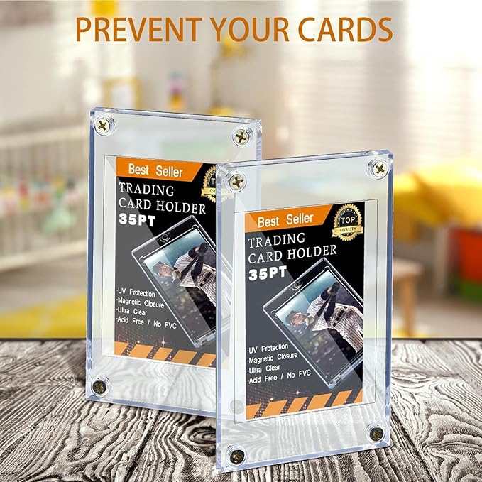 Screw Trading Card Protector with Display Stands Acrylic 35 PT Baseball Card Holder for Football Sports Game Business Display(50 Pcs)