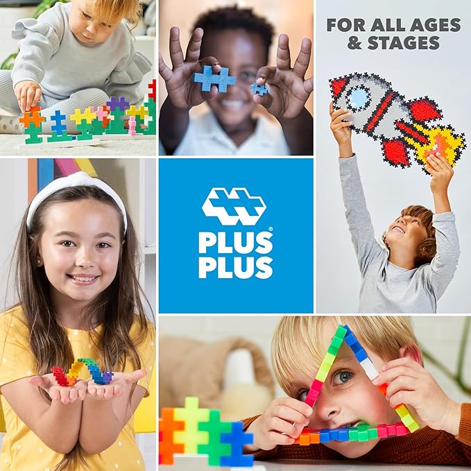 PLUS PLUS 240 Piece Interlocking Building Blocks for Kids Open Ended Connecting Toys STEM Bin Mini Manipulatives - Pearl Mix Play Tube &amp Baseplate