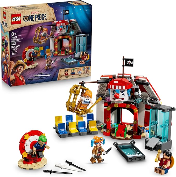 LEGO ONE Piece Buggy The Clown’s Circus Tent Building Blocks - Creative Building Toy for Boys &amp Girls 8+ - 4 Toy Figures &amp Playset for Pretend Play - Gift Idea for Birthdays &amp Anime Fans