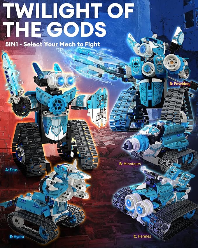 5 in 1 STEM RC Robot Building Kit 398PCS APP &amp Remote Control Blocks DIY Engineering Robotics Erector Science Set for Kids Age 6 7 8 9 10 11 12+ Educational Learn Toys Gift for Boys &amp Girls