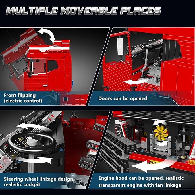 Mould King Tractor Truck Block Kits Model MOC 19015 Building Blocks Set to Build Gift for Age 14+/Adult Collections Enthusiasts(4608 Pieces with Motor/APP Remote Control)