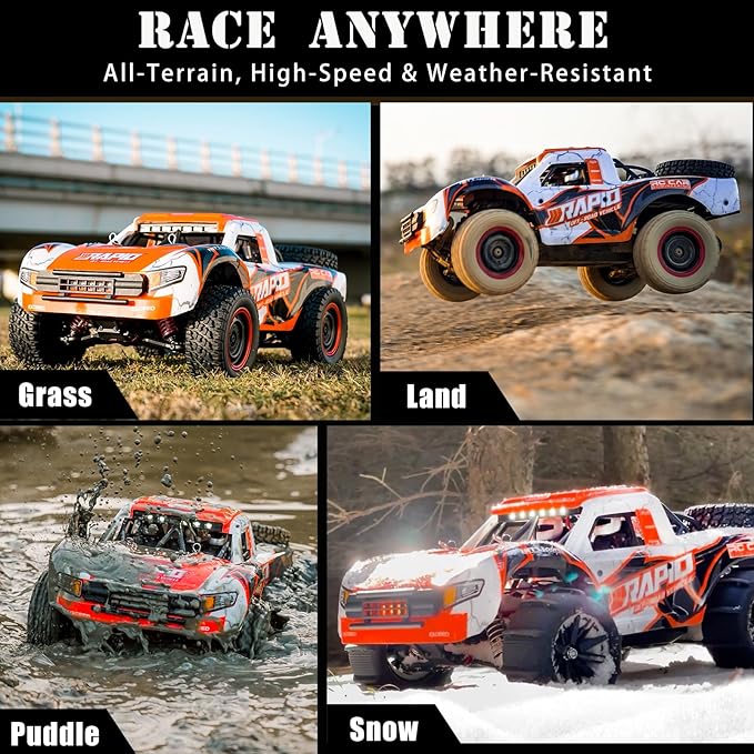1:14 RC Cars 70 KMH High Speed Brushless Remote Control Car All Terrain Fast Trophy Truck for Adults Teens Boys 4WD Off-Road Hobby RC Buggy 50 Mins Play Short Course RC Monster Truck (RTR)