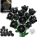 Black Rose Bouquet Building Set for Girls &amp Boys - 12 Pack Botanical Collection Gift for Easter Basket Artificial Flowers Botanical Collection Centerpiece Retro Decor