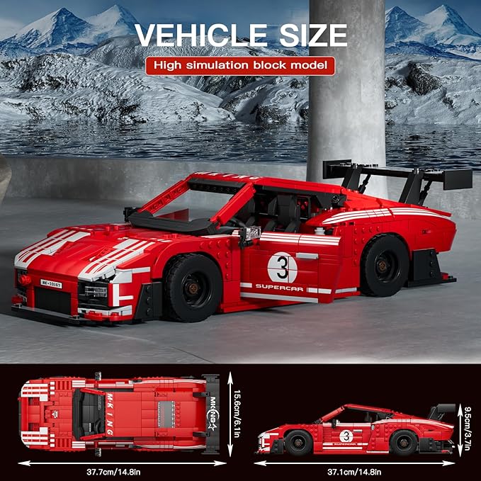 Mould King Car Toy Building Block 10167 Collectible Speed Champion Cars Building Set Sports Vehicle Model Build and Display Car for Adults and Aged 14+ (1717 Pieces)