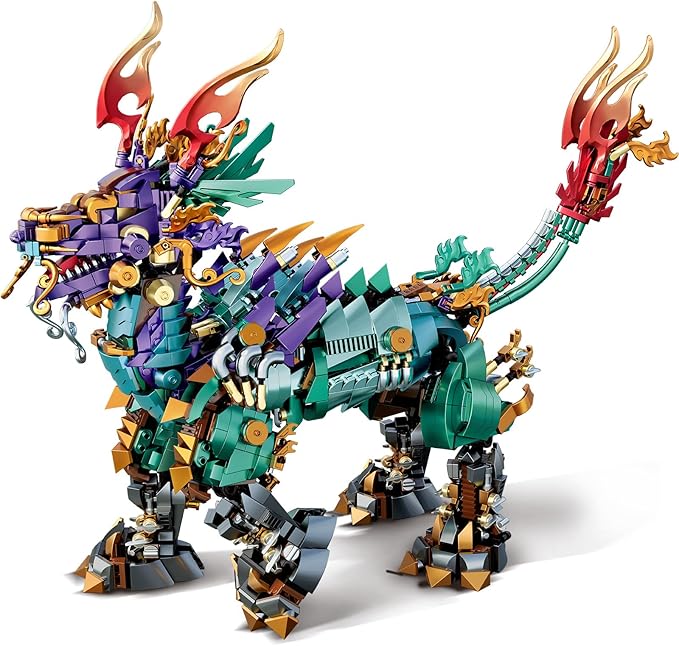 NUTCRACKER Mechanical Kirin Animals Building Block Sets Unicorns Toy Building Set Home Office Collectible Display Model Kit Represents Good Luck Easter Birthday Gift for Adult（1616 Pieces）