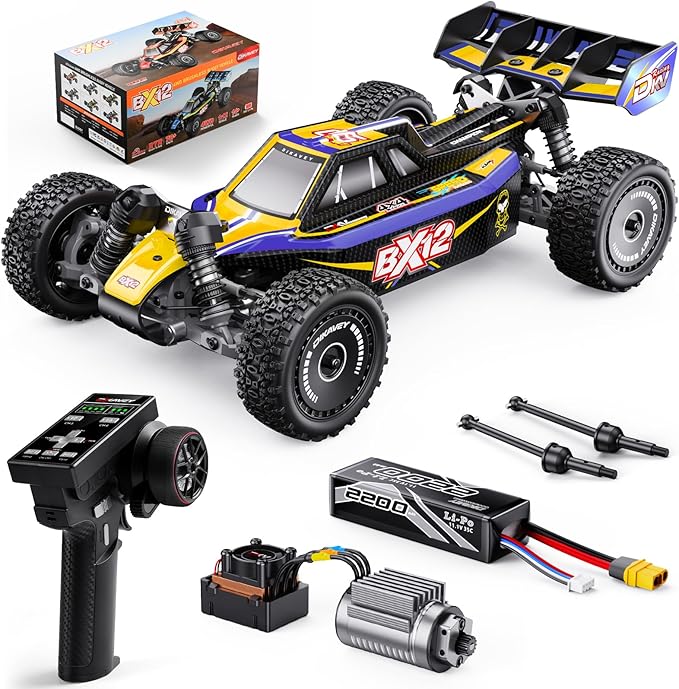 1/12 Brushless RC Cars for AdultsRemote Control Car for Fast Max 50 MPH 4X4 High Speed Racing RC Buggy with 3S 2200 mAh BatteryFast Off-Road RC Truck Suitable as Giftfor Beginner -Yellow