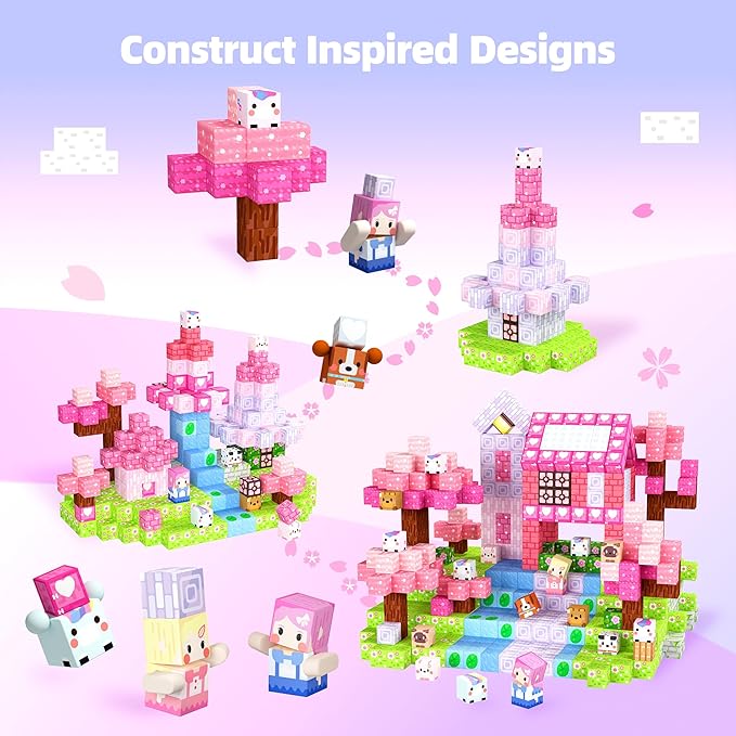 GobiDex 200PCS Magnetic Blocks Kid Building Toys for 3+ Years Old Girls Upgraded STEM Sensory Gifts for Princess Kids Magnets Game for Toddler