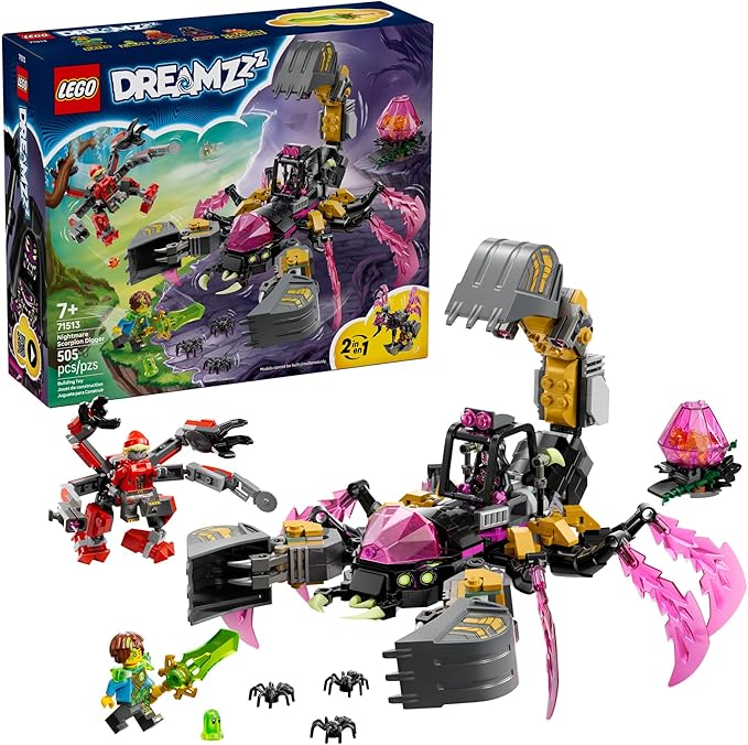 LEGO DREAMZzz Nightmare Scorpion Digger Building Toy for Boys &amp Girls - Pretend Play Set for Kids Ages 7+ - with 2 Build Options 3 Minifigures &amp Treasure Creature - Gift Idea for Birthdays -