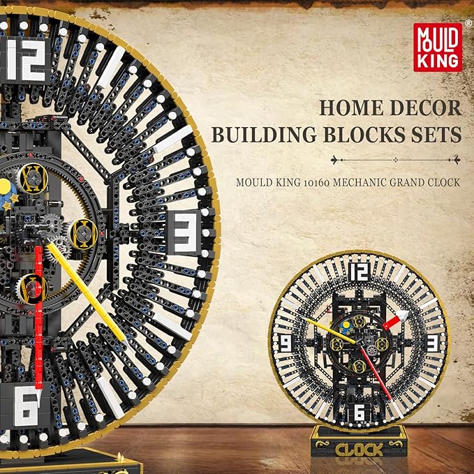 Mould King Cyberpunk Grand Clock Building Blocks Set 3675+ Pcs Real-Time Clock Model Kit with Mechanical Gears App Control Electric Building Model Kit Creative Gift Toys for Adults Teens