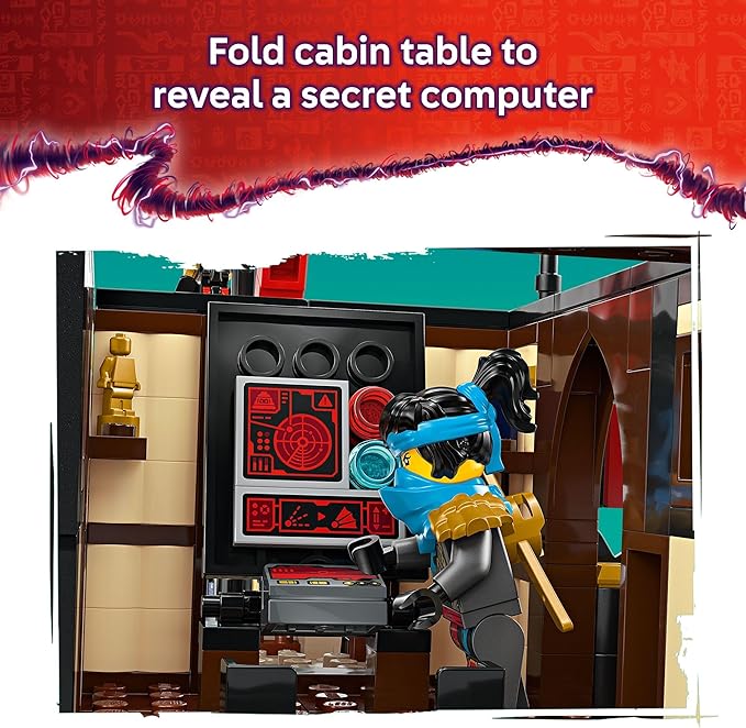 LEGO NINJAGO The Temple Bounty Building Toy - Multi-Level Boat W/6 Ninja Toy Minifigures for Kids Ages 14+ - Model Building Kit with Display Stand - Dragons Rising Gift for Teen Boys &amp Girls - 71