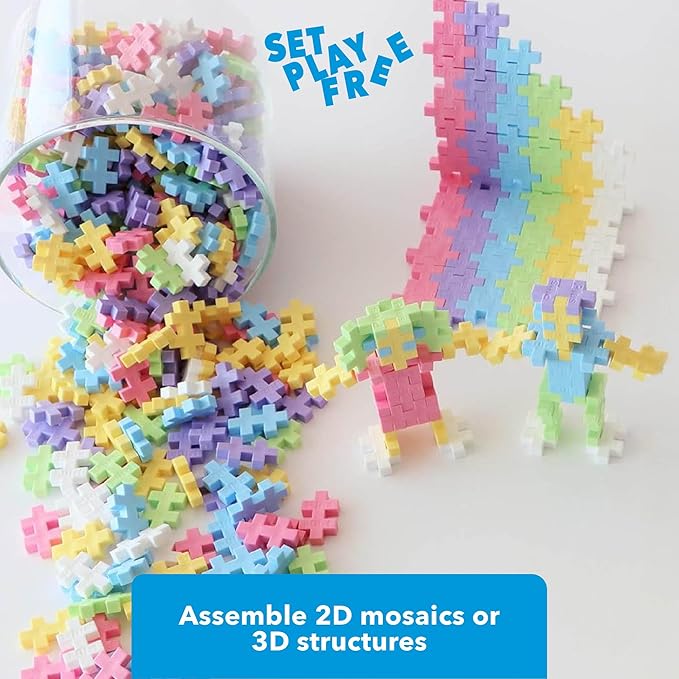 PLUS PLUS - Open Play Set - 600 Piece - Pastel Color Mix Construction Building Stem Toy Interlocking Mini Puzzle Blocks for Kids