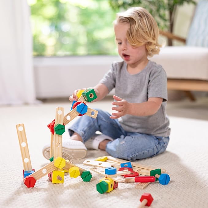Melissa &amp Doug Wooden Construction Building Set in a Box (48 pcs)