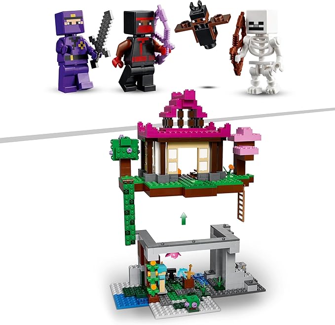 Lego Minecraft The Training Grounds Toy Building Set 21183 Minecraft Toy for Kids Boys and Girls Age 8+ Years Old Building Kit with House Cave Trapdoor and Ninja Rogue and Bat Minecraft Figures