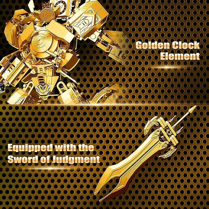 HIGH GODO Golden Clock Mech Robot Building Blocks Set Toilet Upgraded TV Figure Mech Model Building Kit Cool Creative Robots Toys Gift for Teens Adults 402 Pieces