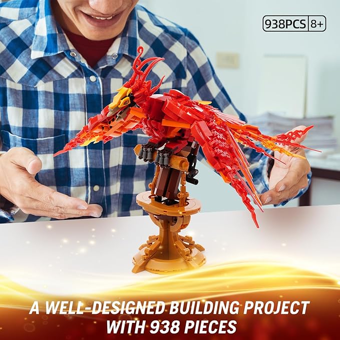 Moc Fire Phoenix Building SetCompatible with Lego STEM Magic Phoenix Collection Model for AdultsIdeas Bird Toy Gift for Kids Boys and Girls Fans Ages 8+ 938 PCS