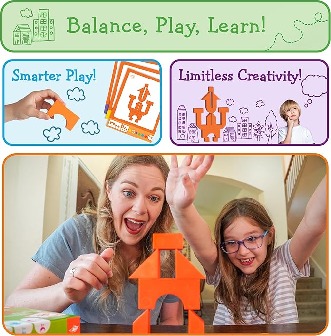 FoxMind Games: Equilibrio Spatial Logic and Dexterity Game Build Gravity Defying Structures 60 Smart Puzzles to Work Through 6 Levels of Complexity Develops STEM Skills 1+ Players for Ages 5+