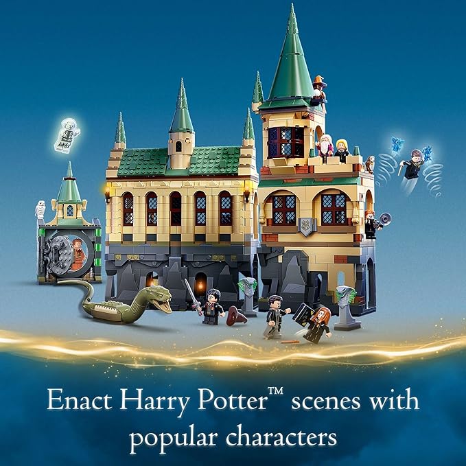 LEGO Harry Potter Hogwarts Chamber of Secrets 76389 Castle Toy with The Great Hall 20th Anniversary Model Set with Collectible Golden Voldemort Minifigure and Glow-in-The-Dark Nearly Headless Nick