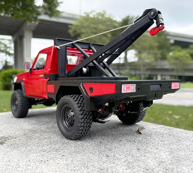 MN82T RC Crawler 1/12 RC Truck with Crane Hook Remote Control Rock Crawler 4x4 All Terrain Hobby Car for Adult 280 Brushed Motor 2 Speed Proportional Control Upgraded ESC and Receiver