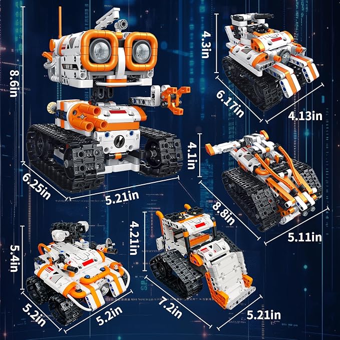 5 in 1 STEM Robotics Building Kit 560 PCS APP/Remote Control Robot Toy Building Block Sets Compatible with Lego Robot Control &amp Programming Coding Robotic Toys Birthday Great Gifts for Boys 8-1