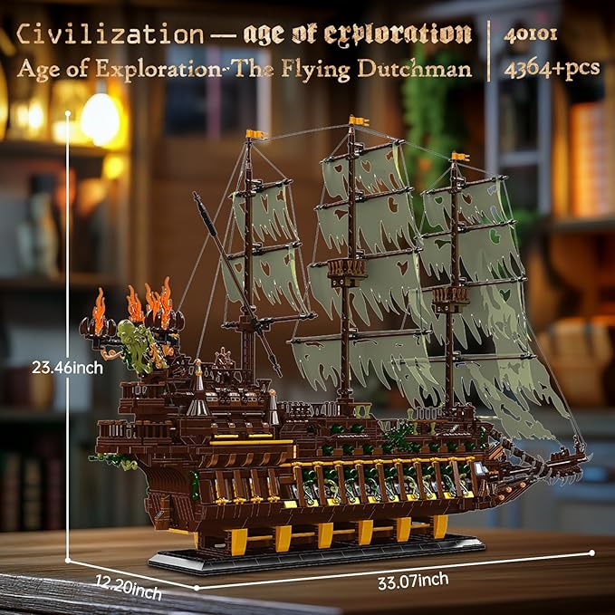 JMBricklayer Pirate Ship Building Sets for Adults 40101 - Large MOC Ship Set Ideal Gifts for Teens Age 14+ Adults who Like Challenging Blocks (Upgraded Version 4364 PCS)