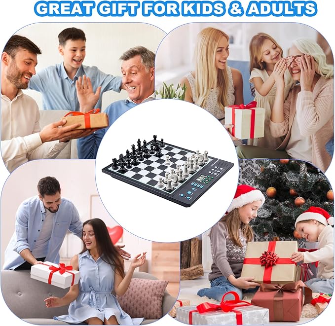 LC2B Advanced Electronic Chess Set with ELO 2200+ Engine &amp Talking AI Tutor Comfortable Size Electronic Chess Board Perfect for Chess Lovers Smart Computer Chess Game Set with Strong Magnet(Blac