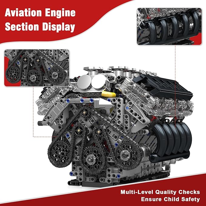 Mould King LR V10 Engine Model Kit for Adults 1834 Pcs Engine Kits That Runs DIY Mechanical Building Set for 14+ 10250 STEM Educational Toy Car Motor