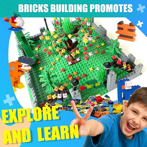 2000 Pieces Building Bricks Building Bulks Blocks with 1 Packs 24x24 Studs Sticky Plates400PCS Flowers and Tree/Grassland Creative Toy Blocks Compatible with All Major Brands 14 Shape/18 Color