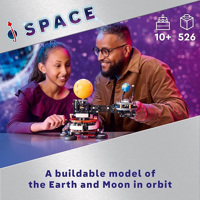 LEGO Technic Planet Earth and Moon in Orbit Building Set Outer Space Birthday Gift for 10 Year Olds Solar System Toy for Imaginative Independent Play Room Décor for Boys &amp Girls 42179