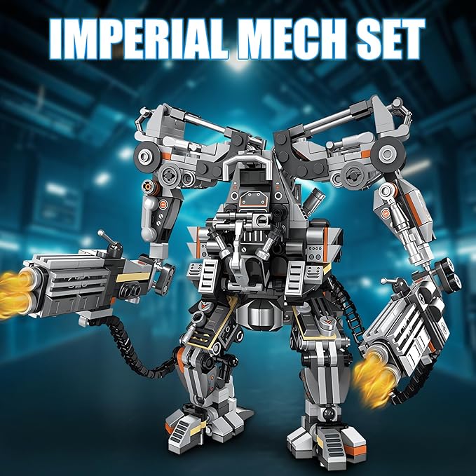 HIGH GODO Black Empire Mech Building Blocks Set for Adults Motorized Robot Building Toy with Multiple Weapons Combat Armor Style Warrior Collectible Gifts for Fans Man Teens Ages 14+ (684 Pieces)