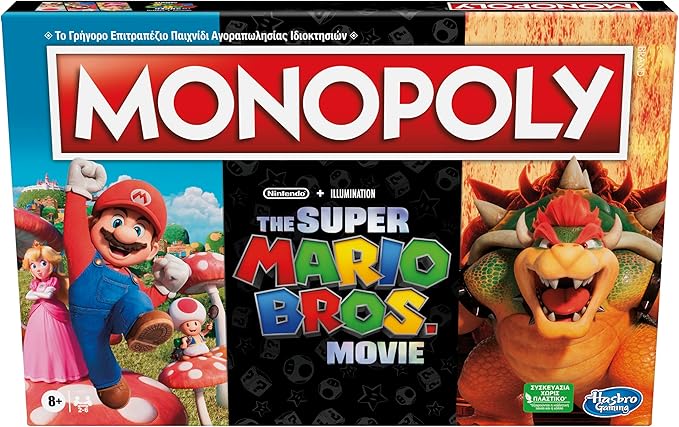 Monopoly Board Game Based on The Super Mario Bros. Movie - Family Game for Super Mario Fans - Includes Bowser Token - for 2 to 6 Players - Age: From 8 Years Old