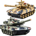 1/24 RC Battle Tank Set Remote Control Russian T90 and German Leopard II Tank Model That Shoots for Kids and Adults 2.4Ghz Army Toy for Boys 6+ Year Old with Smoke Sound Effects and Lights